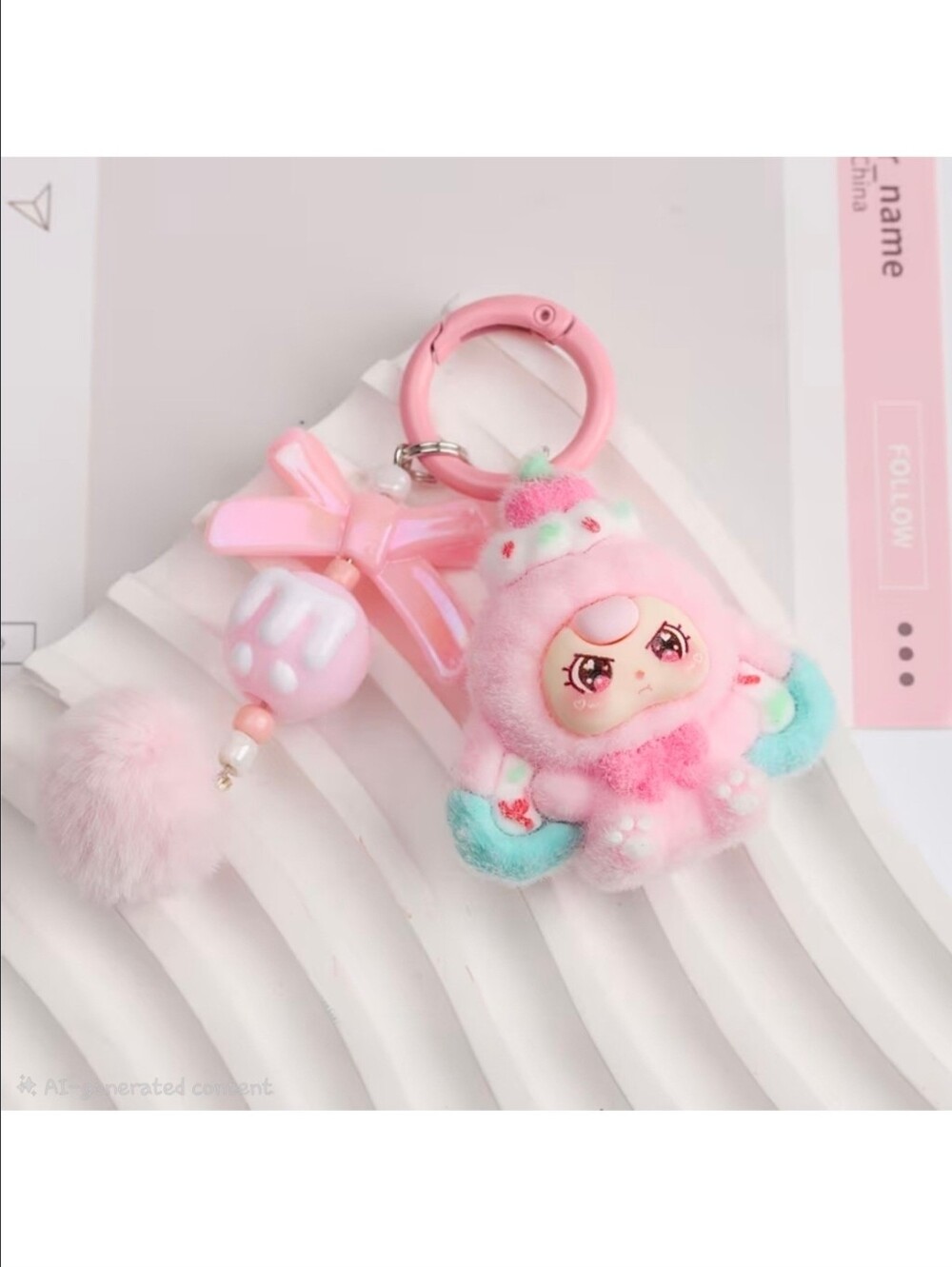 Baby Three Like Bag Charm Keychain Charm Pink